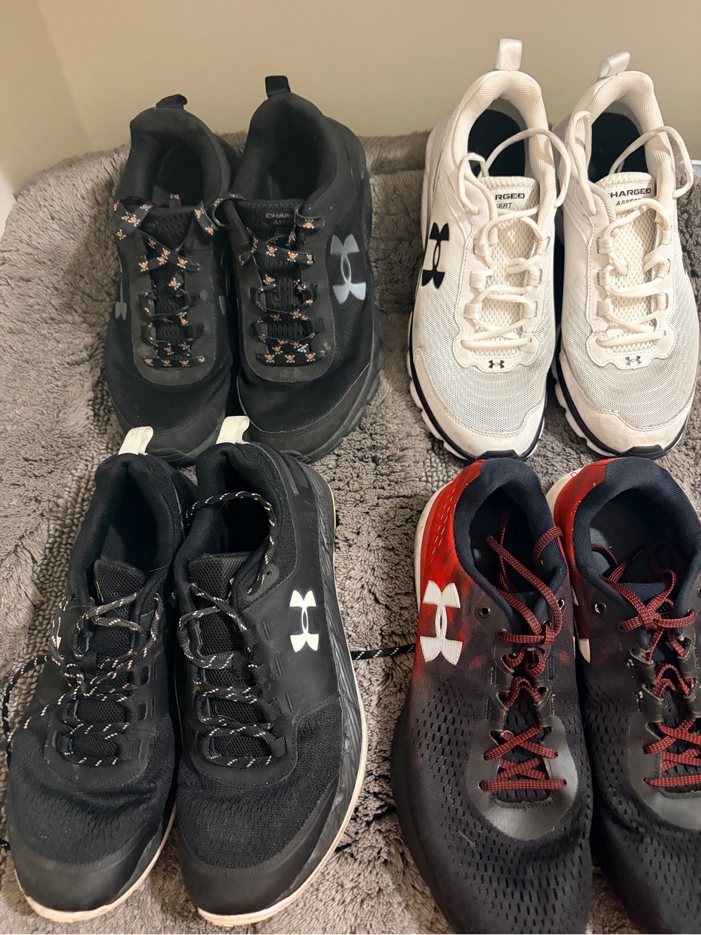 Under Armour  Black, White & Red Athletic Sneakers Bundle